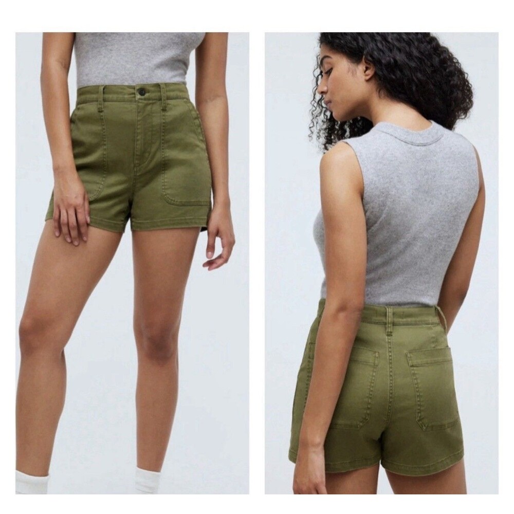 Madewell The Perfect Vintage Fatigue Shorts Olive Green Size 33